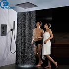 Термостатический потолочный набор для душа, смесители из латуни с двойной ручкой, термостат клапан, матовый черный