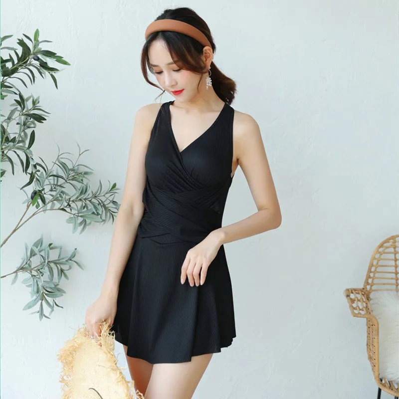 2020 swimsuit one piece dress skirt women Sexy Swimwear Female Solid Black Green Red Backless Fashion Bathing Suit | Женская одежда