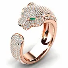 Женское регулируемое кольцо из розового золота с фианитами