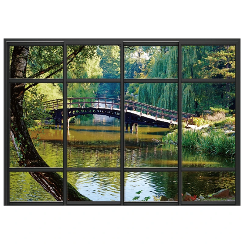 Садовый домик пейзаж поддельные настенная зеленые деревья 3d виниловая наклейка