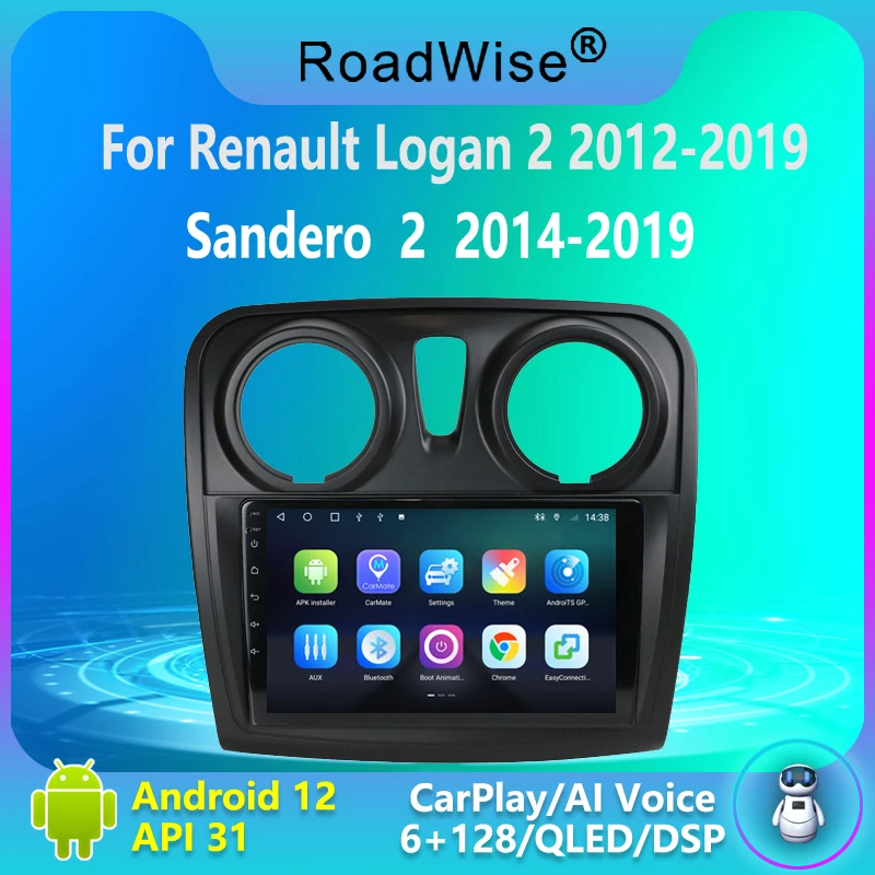 

Автомагнитола Roadwise 2 din на Android для Renault Logan 2 2012-2019, Sandero 2 2014- 2019, Carplay, мультимедиа, 4G, Wi-Fi, GPS, DVD, Авторадио