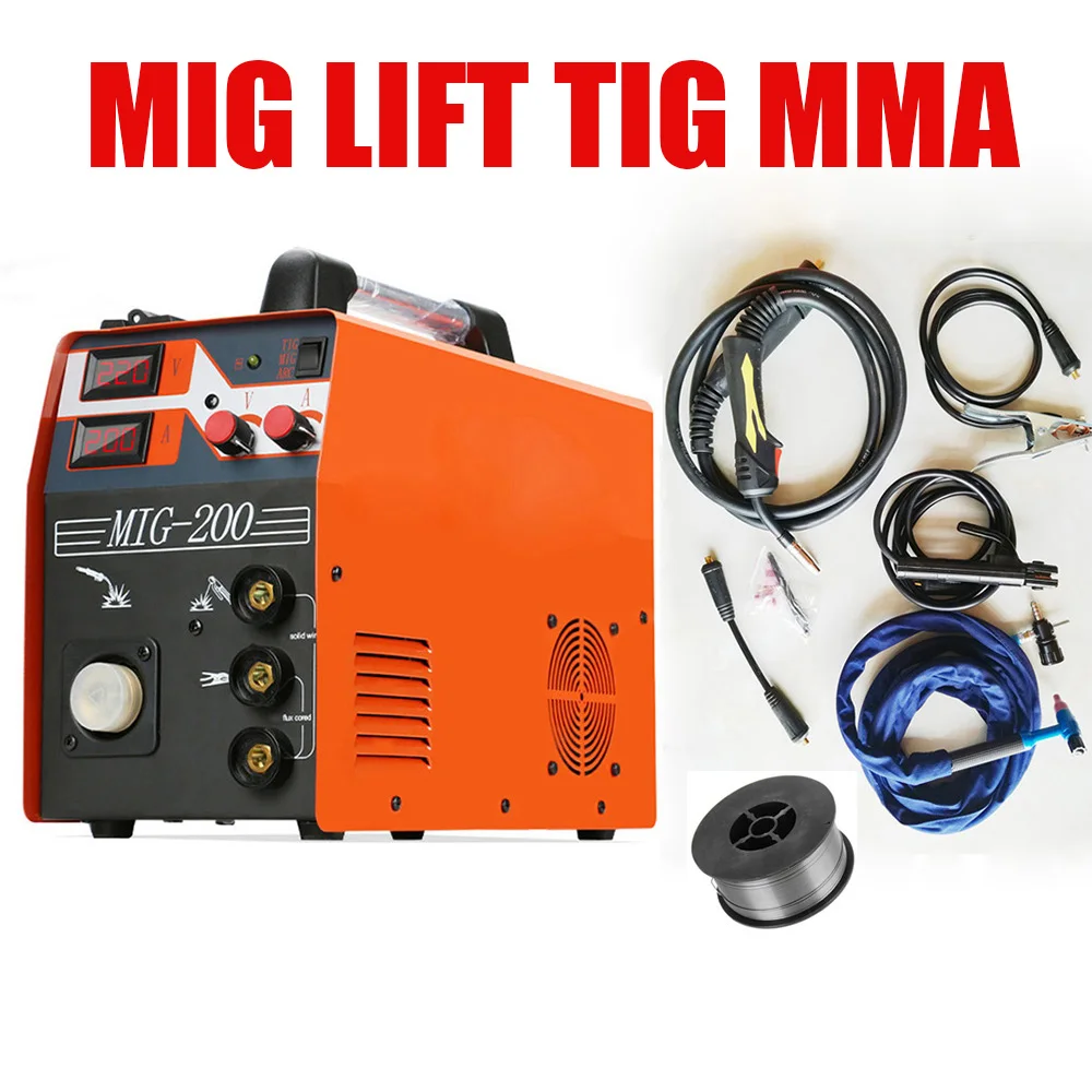 Сварочный аппарат Mig MIG200 MMA TIG MIG сварочные аппараты 220 В с аксессуарами сварочный