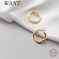 wantme genuine 925 sterling silver bohemian braided knotted hoop earrings for women korean style charming party wedding jewelry