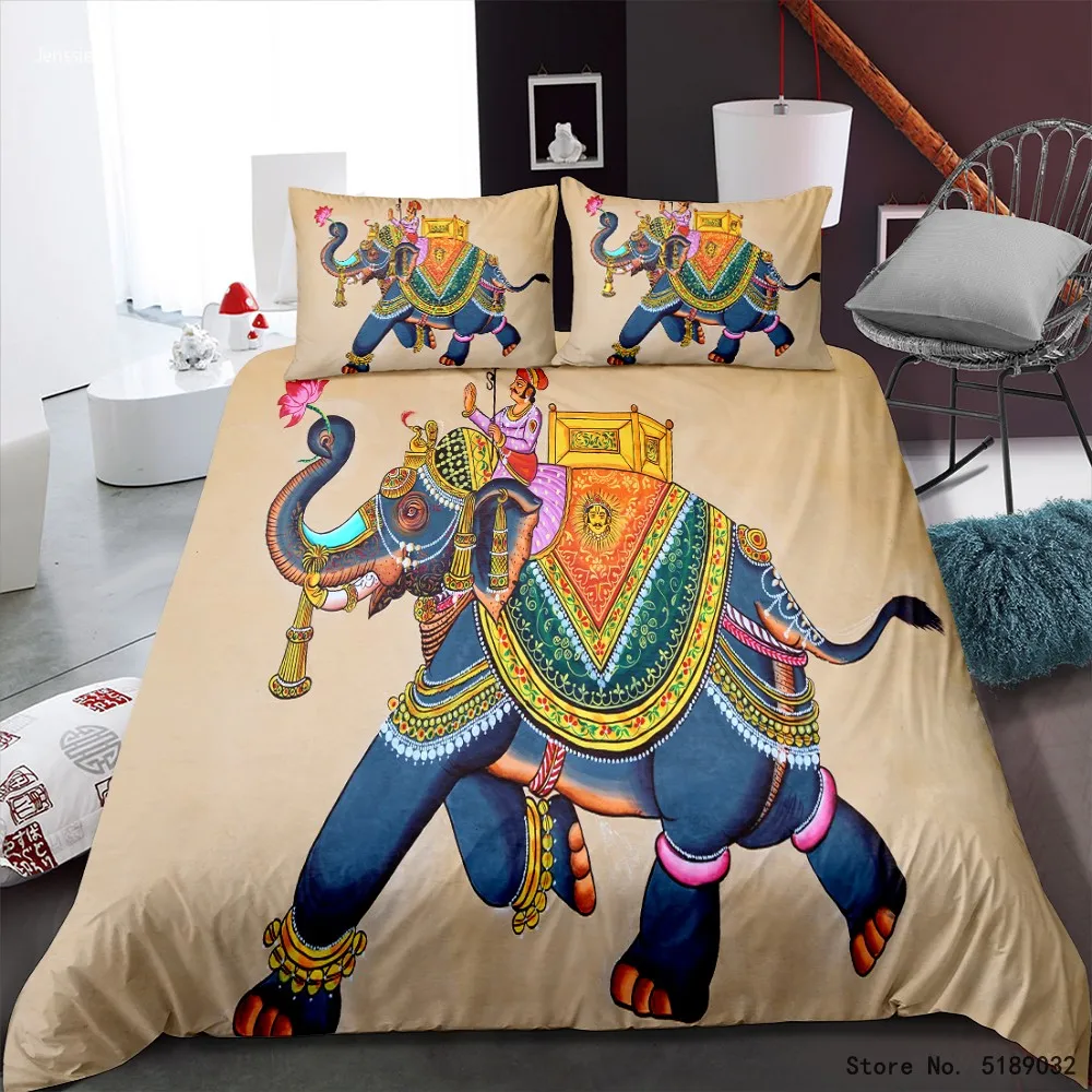 Мандала Слоны пододеяльник набор дикие постельные принадлежности для животных