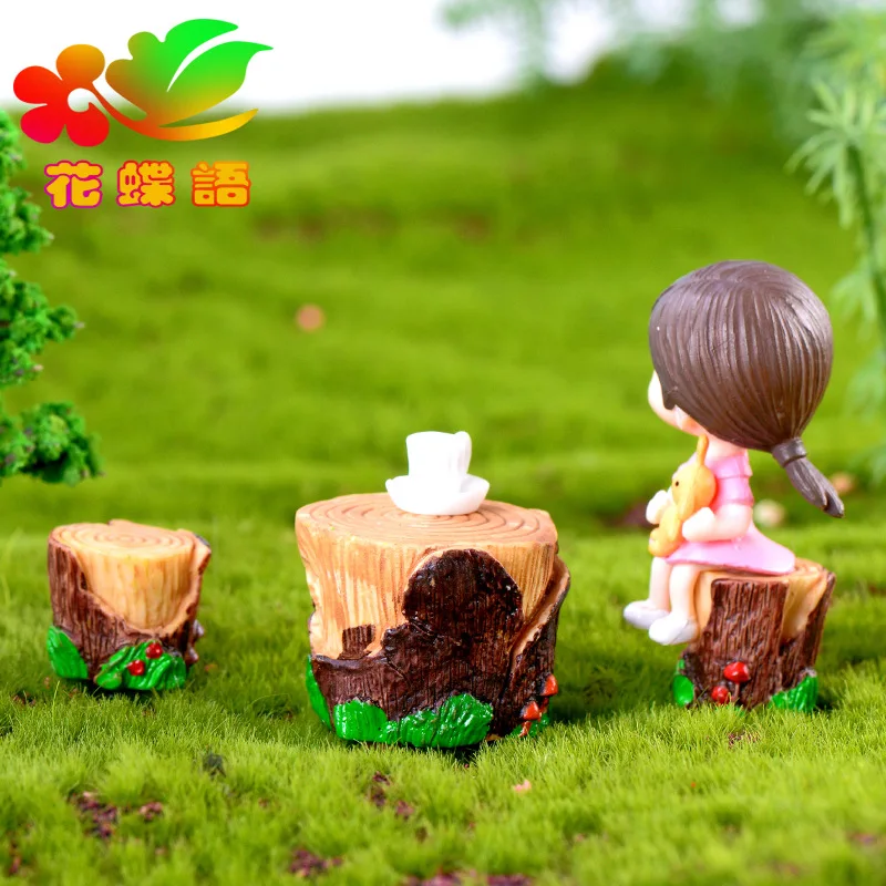 2 шт. Табурет из пеньков Парк Леса Модель Маленькая Статуэтка Ремесла Миниатюры Домашняя Декорация на.
