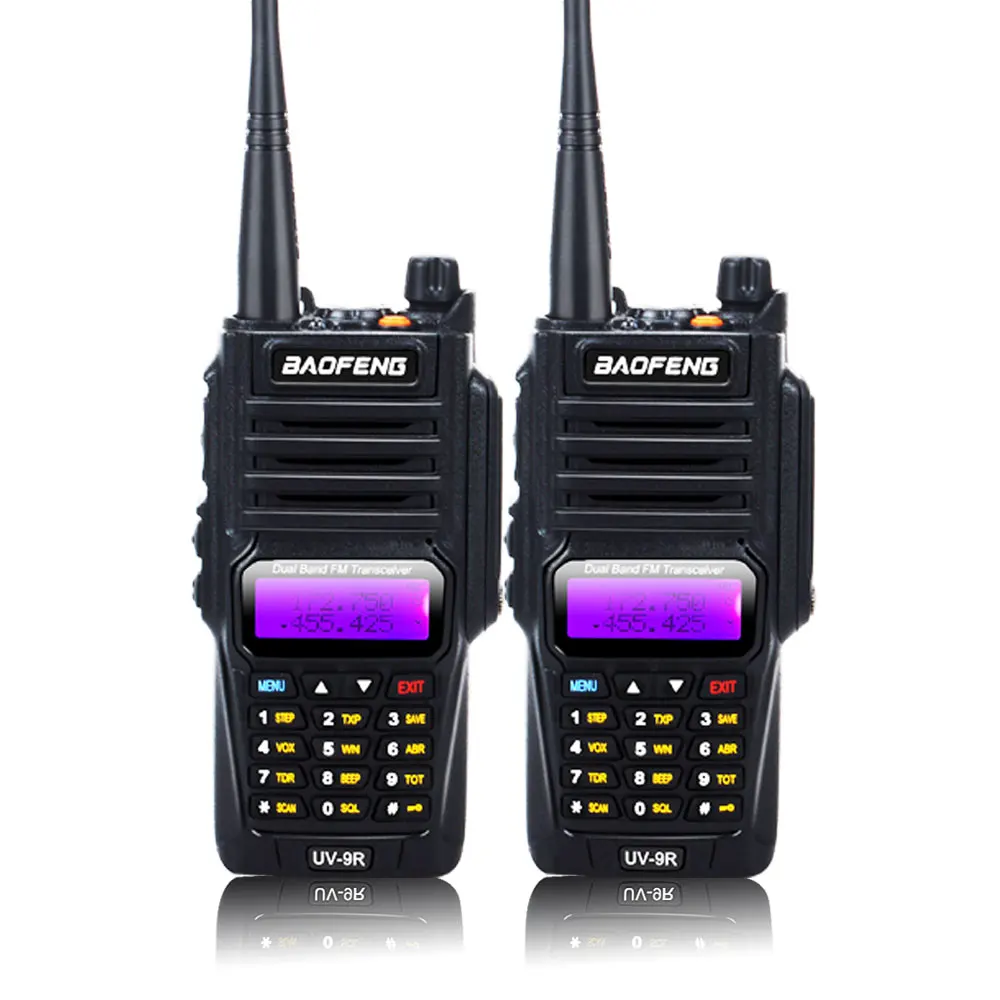 2pieces baofeng UV-9R waterproof dual band UHF VHF walkie  talkie 8W 128CH radio comunicador uv 9r with handsree