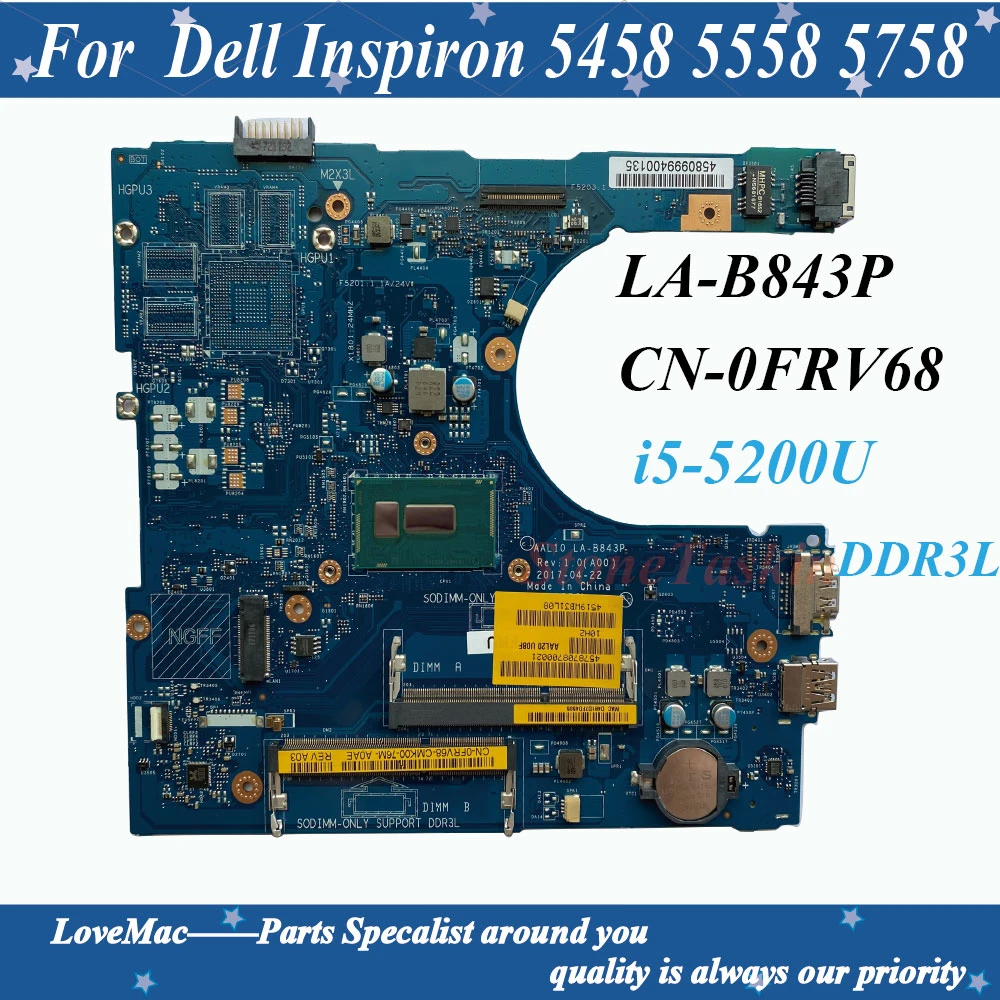 Высокое качество AAL10 LA B843P для Dell Inspiron 5458 5558 5758 Материнская плата ноутбука CN 0FRV68 I5