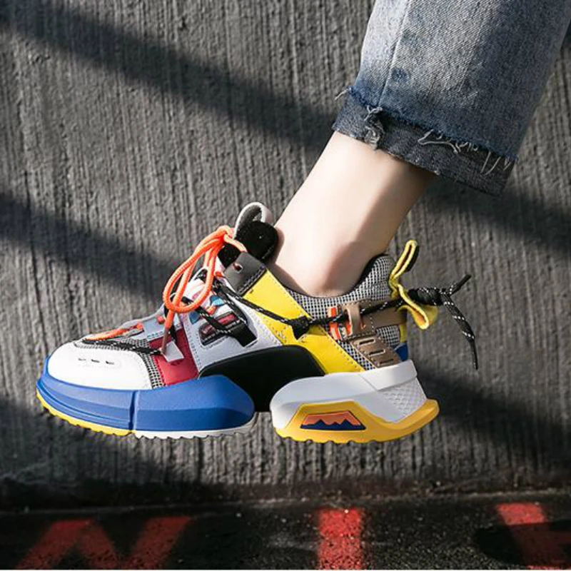 Женские кроссовки для бега 2019 всесезонные Дышащие Модные на платформе легкая