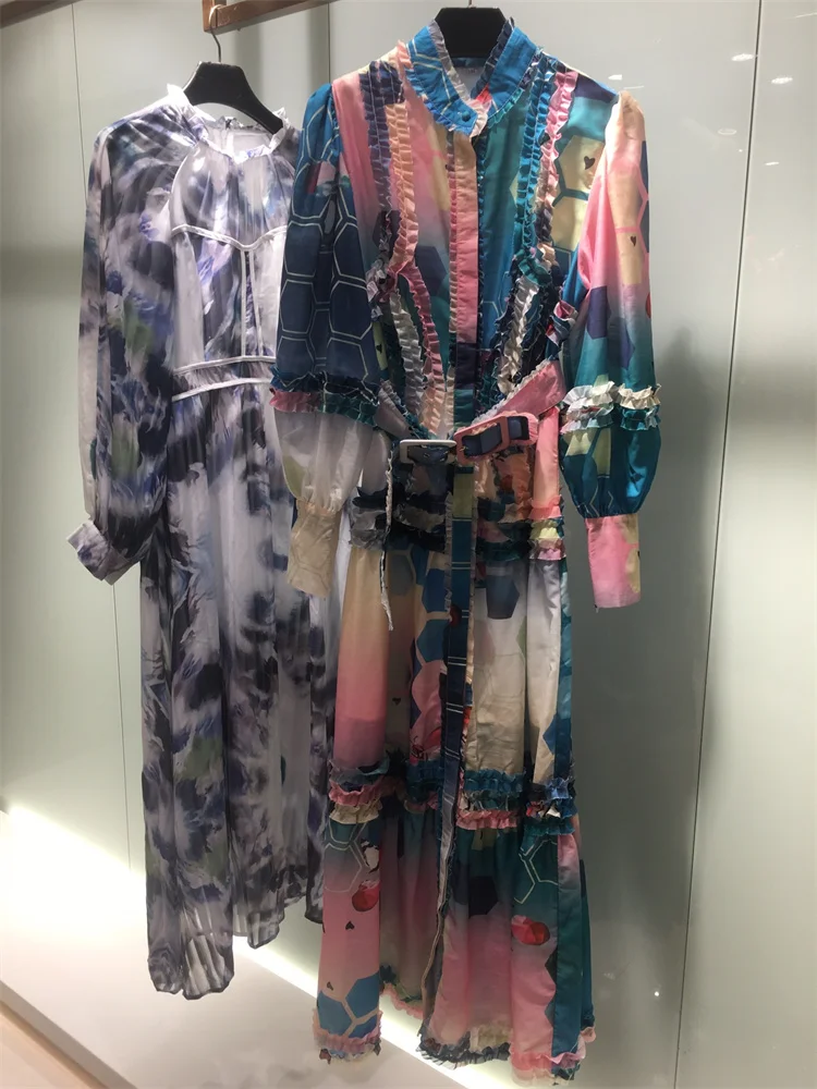 

2021 Autumn fashion print beach long dresses women free shipping