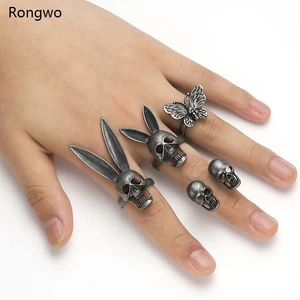 Мужское кольцо с металлической текстурой, черное украшение в стиле панк, хип-хоп