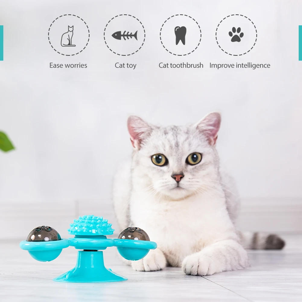 

Windmill Cat Toy LED Turntable Ball Tease Pet Toy Interactive Puzzle Training Cat Scratch Hair Brush Tickle Kitten Play Game Toy
