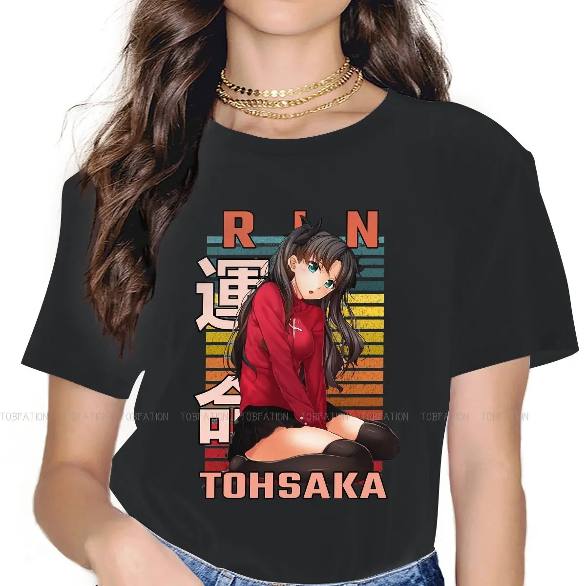 Футболка Рин Тосака с рисунком темный рисунок Судьба Ночь надёжная Sutei Naito