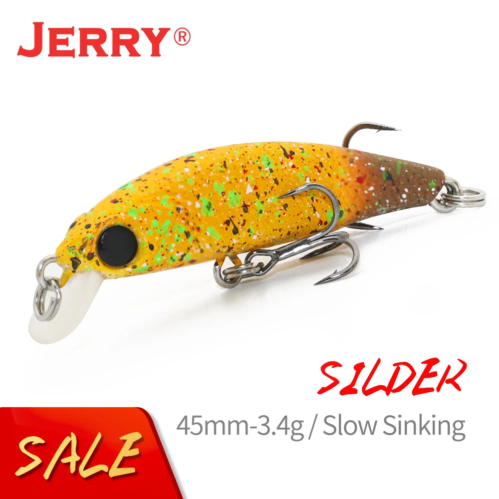 

Jerry Silder Spinning Micro Jerkbait Minnow Lure Diving Plug Slow Sinking Hard Bait Artificial 45mm Fishing Pesca