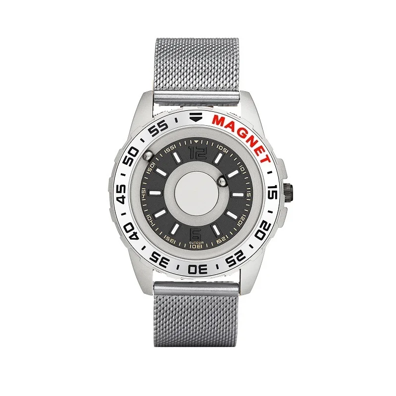 Silver Silver Steel EUTOUR часы для женщин и мужчин, кварцевые часы с магнитным шариком, парные часы со стальным холщовым кожаным ремешком, унисекс, инновационные наручные часы - Цвет: Silver Silver Steel