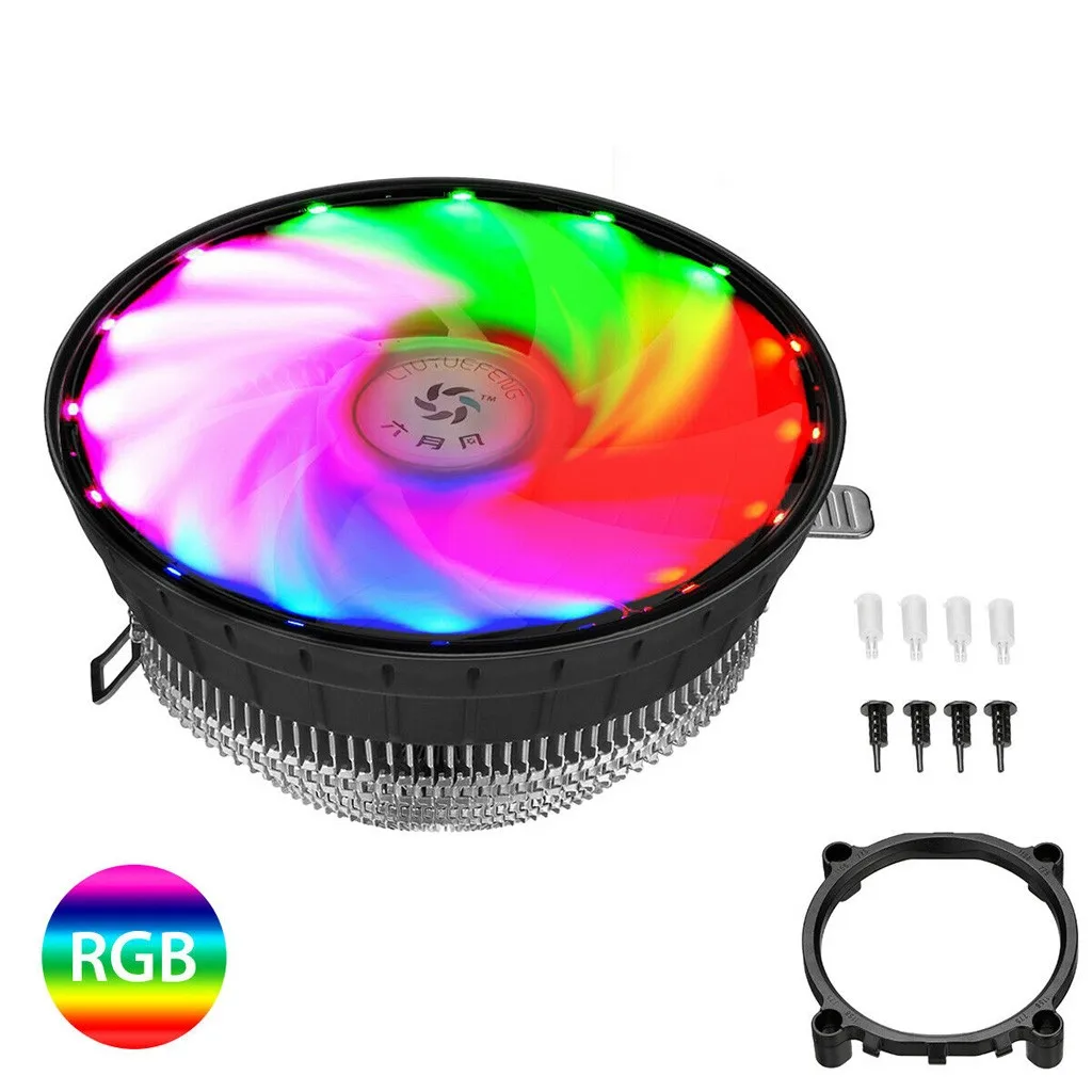 Цветная (RGB) светодиодный Процессор охлаждающий вентилятор компьютера ПК синий