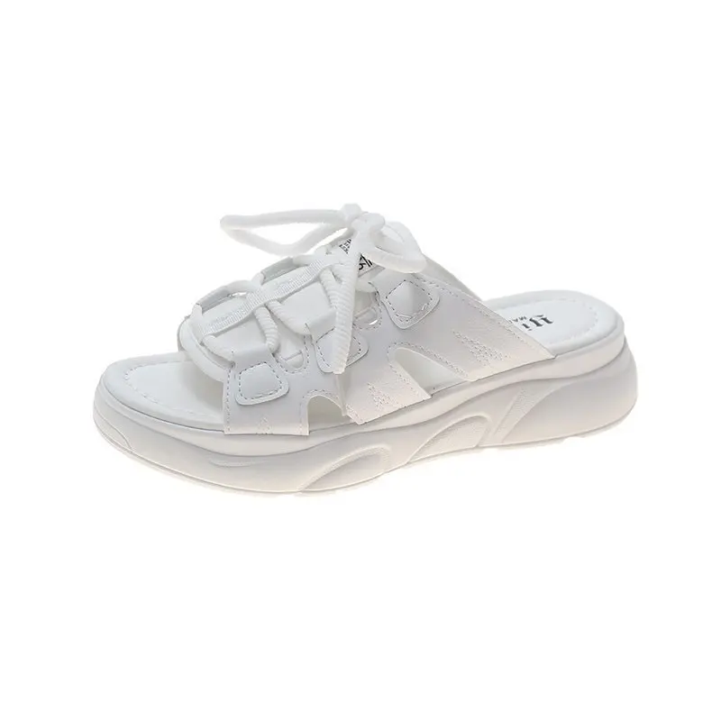 

Low Female Shoes Ladies' Slippers Platform Luxury Slides 2021 Summer Soft Designer Basic Rome Rubber Fashion PU Concise Hoof Hee