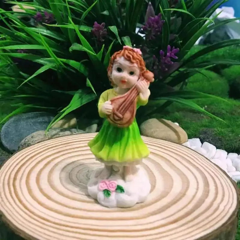 

Flower Fairy Decoration with Musical Instruments Hand-made Garden Resin Micro Bonsai Ornament Resin Crafts