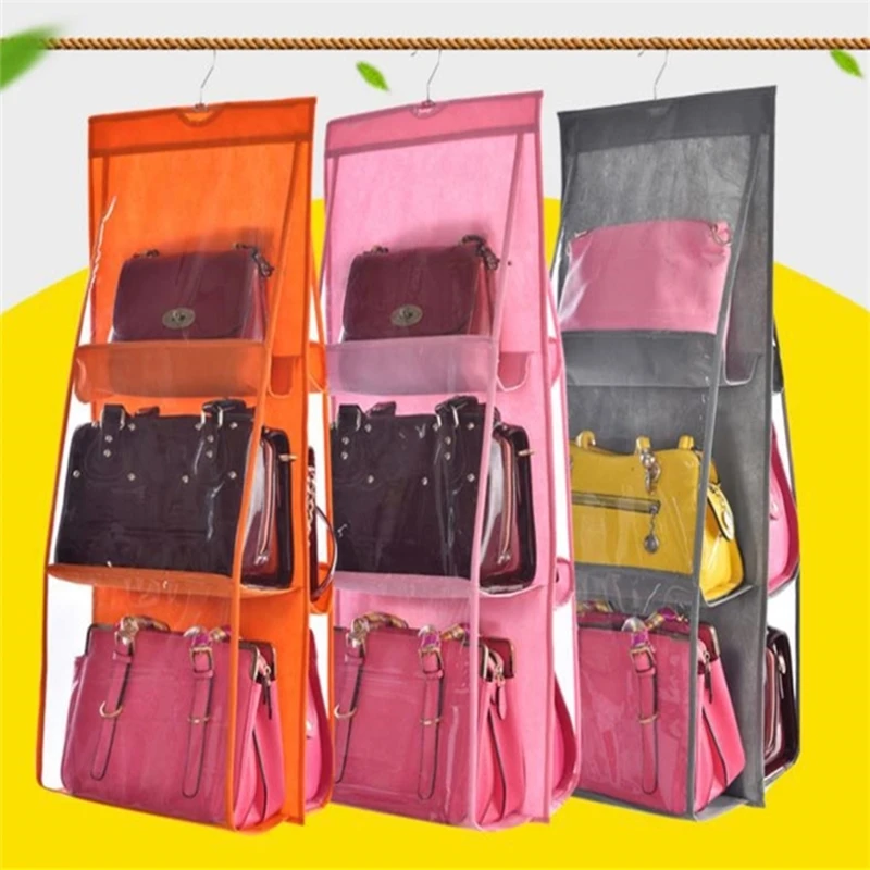 

Three-layer Folding Hanging Bag Organizer Behind The Door Handbag Storage Bags Wardrobe Clothes Storage Organizer Hanging Hanger