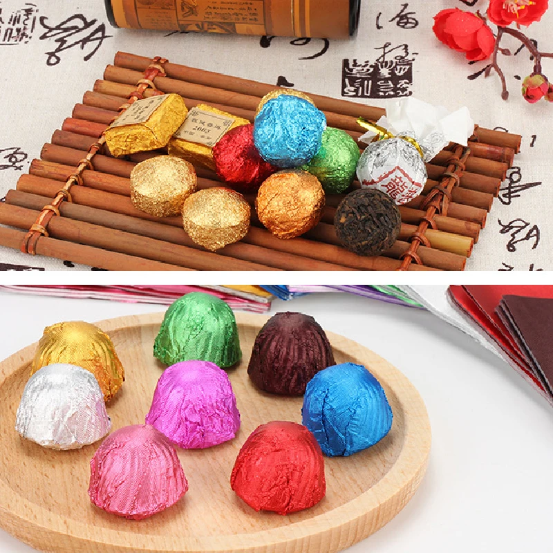 

2021 Diy Food Aluminum Foils 100pcs 10x10cm Paper Chocolate Candy Paper Stickers Portable Durability Birthday Packaging