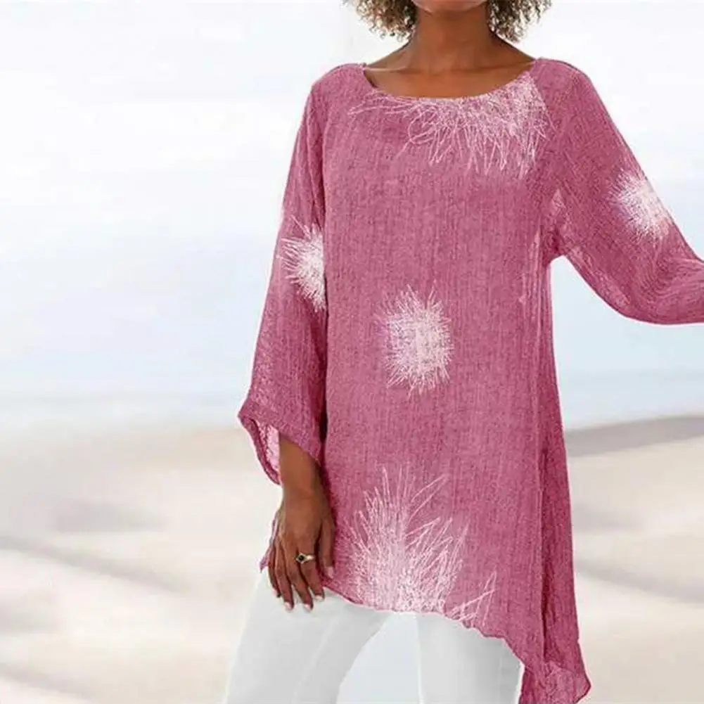 Женская летняя футболка на каждый день с цветочным принтом длинным рукавом и