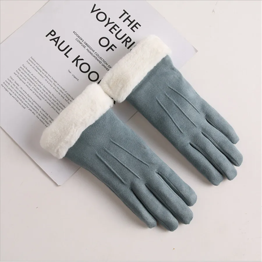 

2019 Newest Fashion Style Women Winter Soft Gloves Suede Warm Touch Screen Fleece Lined Driving Gloves