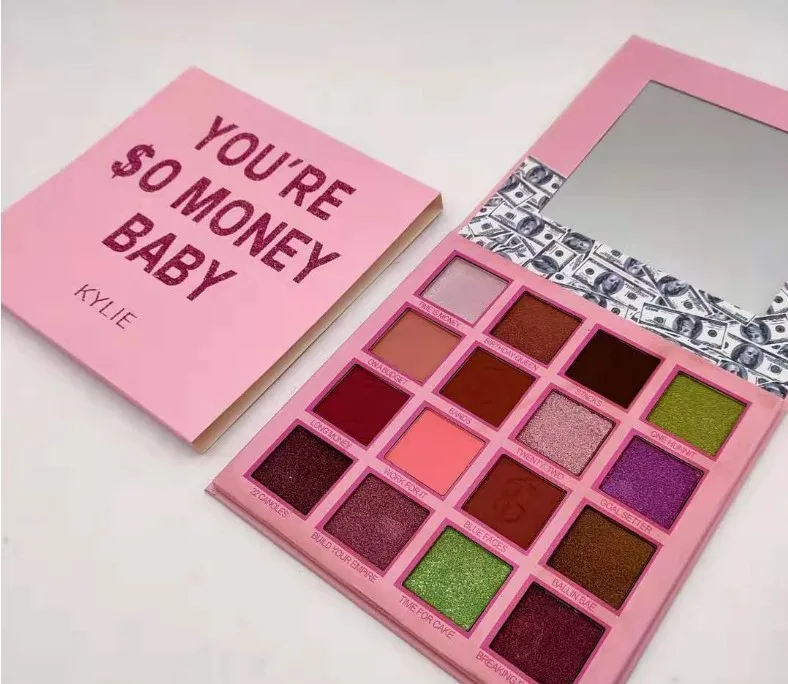KYLIE 12 цветов мерцающие блестящие тени для век Пудра матовые тени румяна палитра косметический макияж brochas maquillaje с кистью - Цвет: KYLIE
