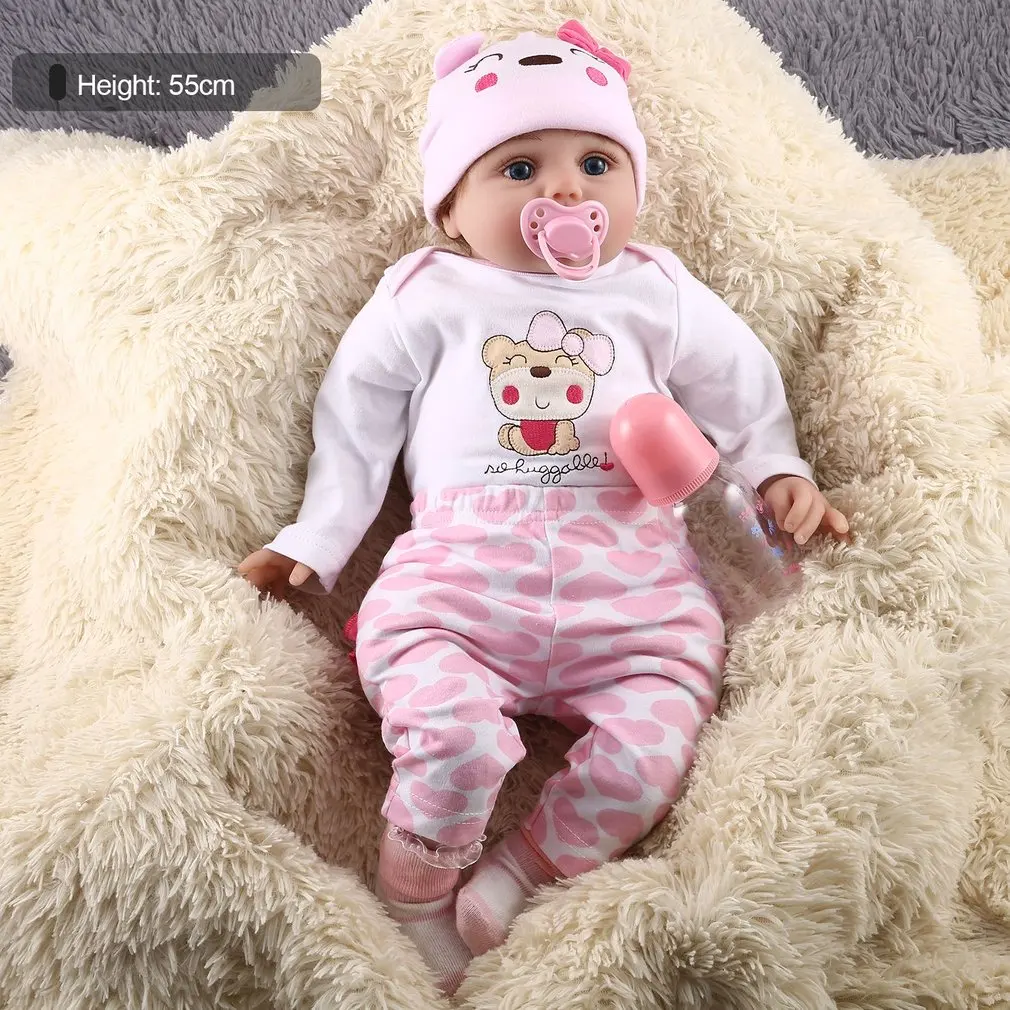 

55cm Reborn Baby Dolls Cute Soft Handmade Realistic Newborn Silicone Vinyl Baby Dolls Toys for Girl Boys Kids Birthday Xmas Gift