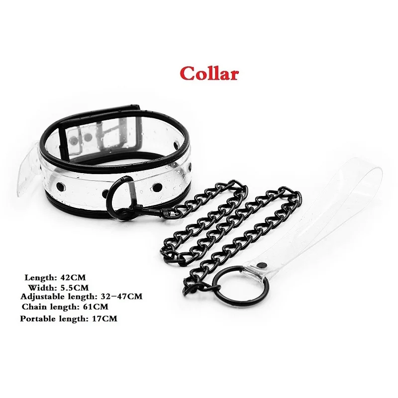 Adjustable Transparent PVC Handcuffs Ankle Cuffs Collar Neck Manacle BDSM Bondage Restraints Shackles Fetish Sex Toy for Couples |
