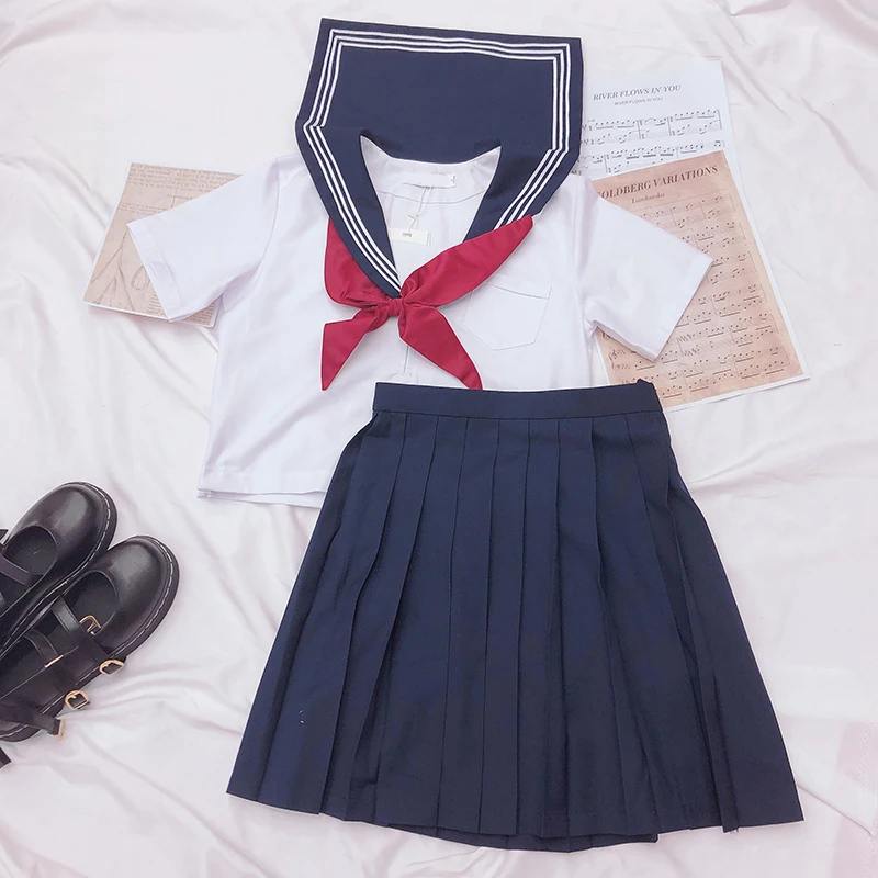 Японская школьная форма для девочек на осень и лето милый топ моряка с коротким