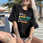 Женская рубашка в стиле Харадзюку, забавная женская футболка с коротким рукавом и принтом книги для чтения, свободный летний топ