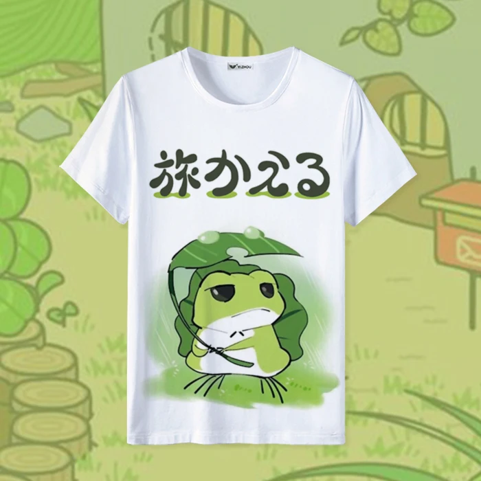 

Travel Frog Surrounding Men and Women Short-Sleeved 2D World Cute Cartoon Clothes Buddha Raising Frog Son Game anime T-shirt