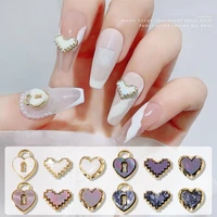 diy mixed style nail love heart lock jewelry lock core japanese metal accessories nail art decoration sticker alloy jewelry