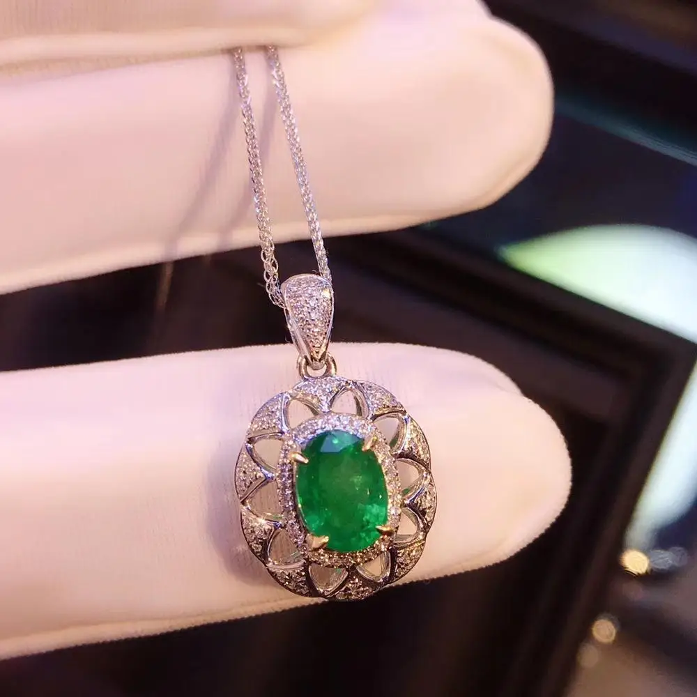 AEAW ювелирные изделия 2.15ct натуральный изумруд кулон Груша Форма зеленый