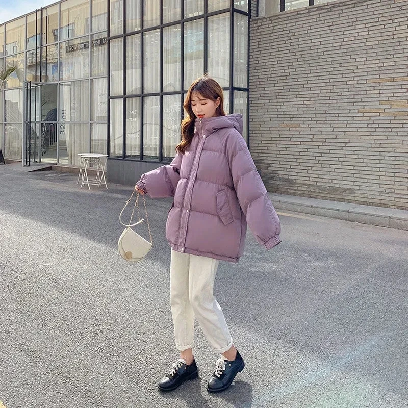 

2021 Ladies Winter Cotton Clothes Thick Women's Coat Warm Parka Loose Female Bread Hooded Quilted Jackets Fashion Commute