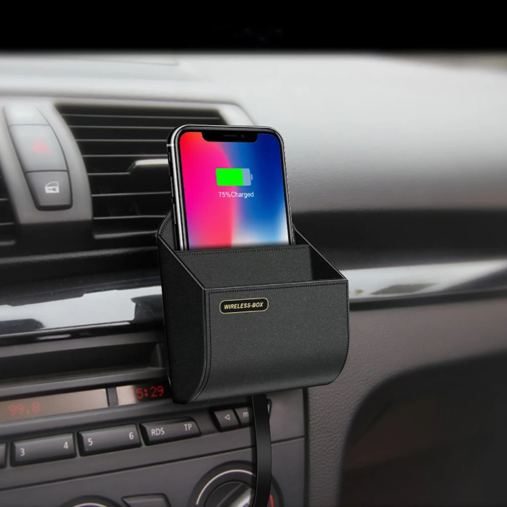 

Car Qi Wireless Charger Fast Charging Stand Bracket Holder Storage Box for BMW F10 F11 F15 F16 F20 F22 F30 F32 F34 F47 F48 G30