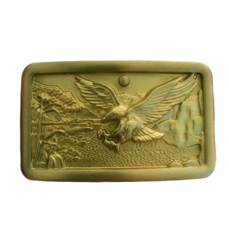 

Retail New High Quality Rectangle Solid Brass 3D Flying Eagle Belt Buckles With Mens Leather Belt Accessories Fit 4cm Wide Belt