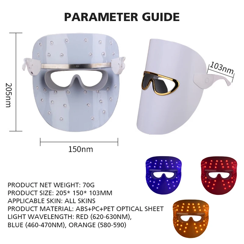 

LED Facial Mask Photon Therapy Anti-Acne Wrinkle Removal Skin Rejuvenation Face Skin Care Tools