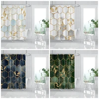 marble shower curtain polyester waterproof fabric shower curtains golden leaves pattern printed bath screen decor home bathroom