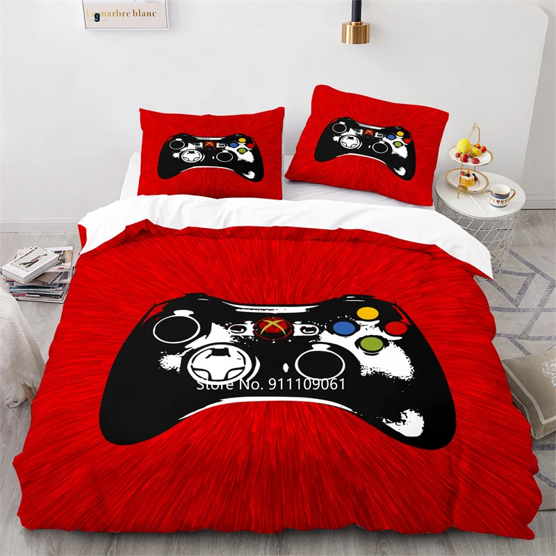 

3D Video Game Gamepad Down Duvets Pillowcase 2-3 Pieces for Boys Teen Game Themed Bedroom Decor Game Bedding Home Textiles