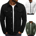 2020 Мужская однотонная джинсовая куртка, Модная Джинсовая куртка с фальш-карманом, приталенная Повседневная Уличная Качественная мужская джинсовая одежда Jaqueta Masculino