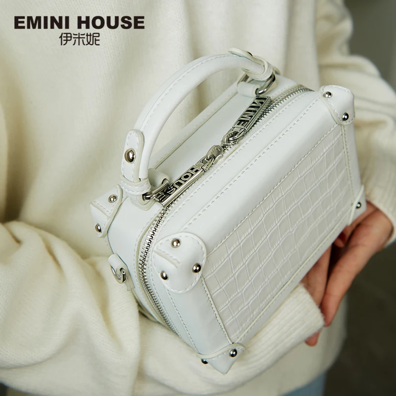 Сумка бокс EMINI HOUSE из натуральной кожи с крокодиловым узором роскошные сумки