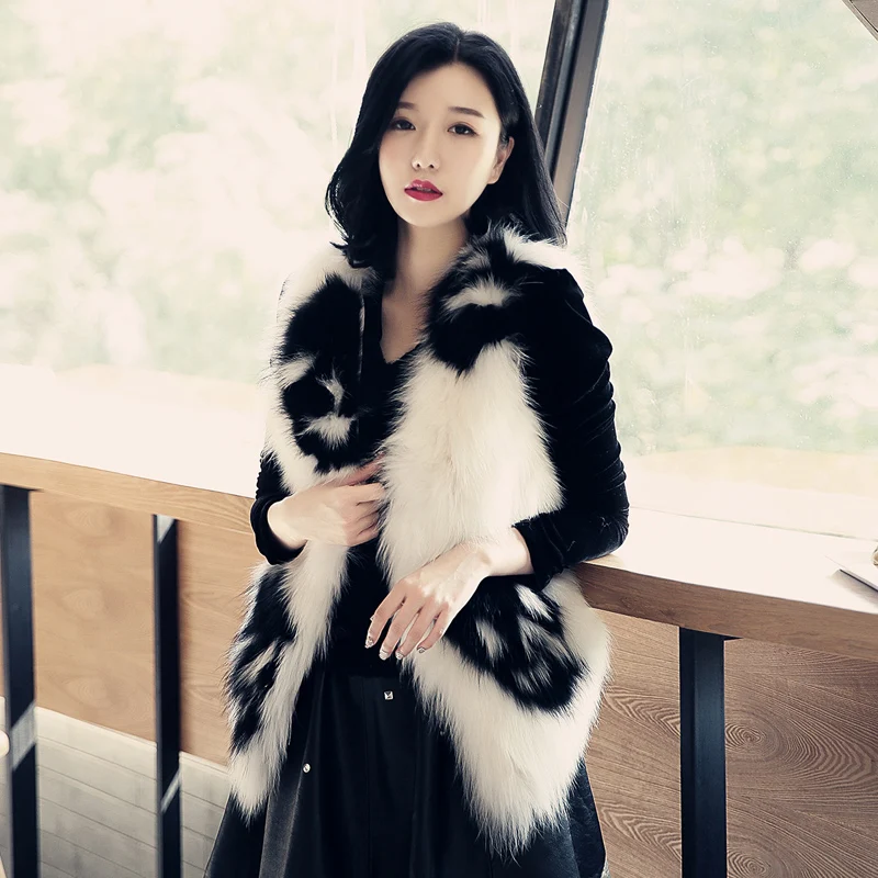 

XS-6XL plus size fur coat female new winter Korean version warm imitation fox fur coat female skull pattern vest fur coat wq2484