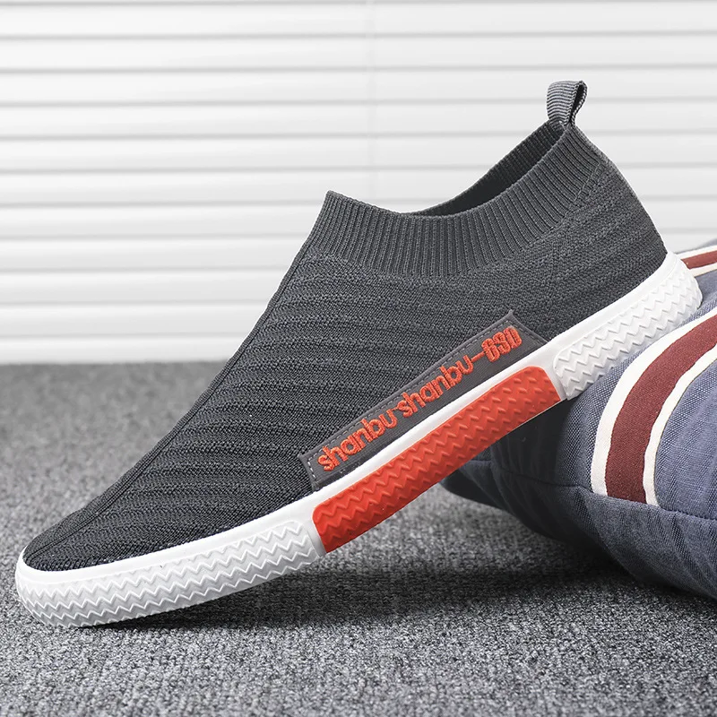 Мужские сетчатые кроссовки дышащие Нескользящие Сникерсы без застежки для