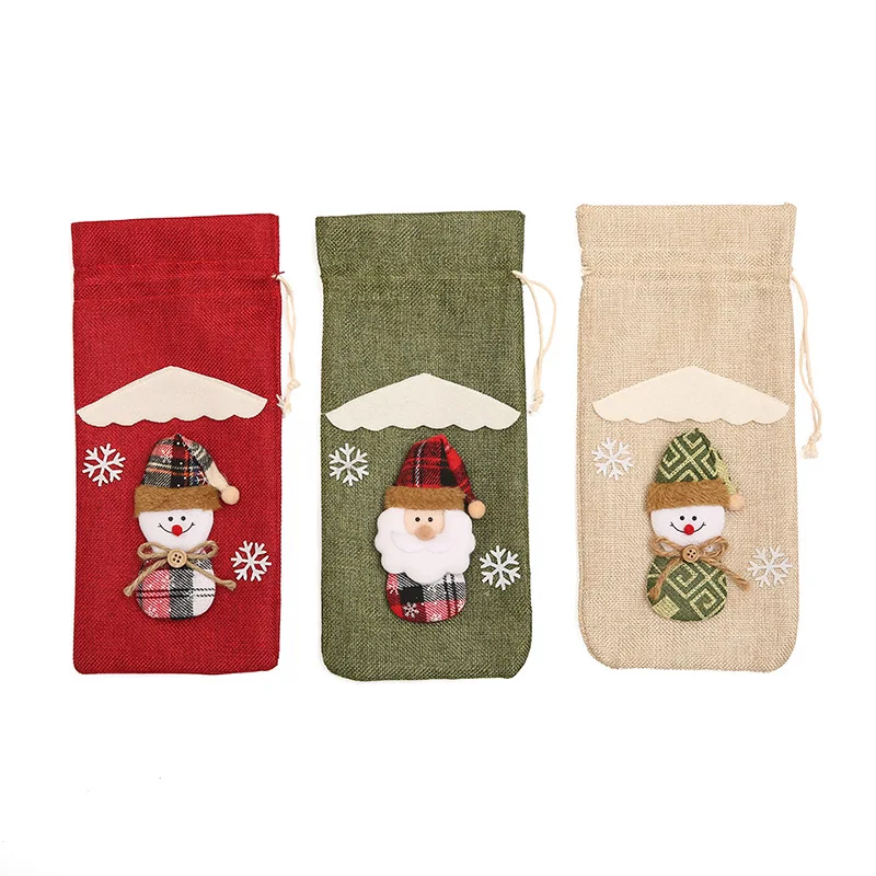 

2021 wine bottle set wine bag linen christmas new champagne wine bottle set wine bottle bag table decoration