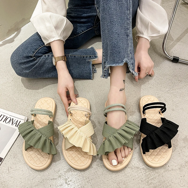 

Flat shoes to help low female slippers soft bottom comfortable female rubber slippers fashion casual low shoes Rome 2021