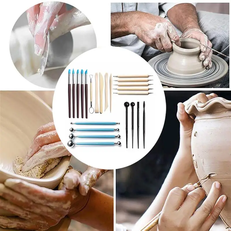 

Pottery Clay SculptingTools Wooden Pottery Carving Tool Set for Painting Pottery Clay Modeling Embossing Nail Art DIY Cake Decor