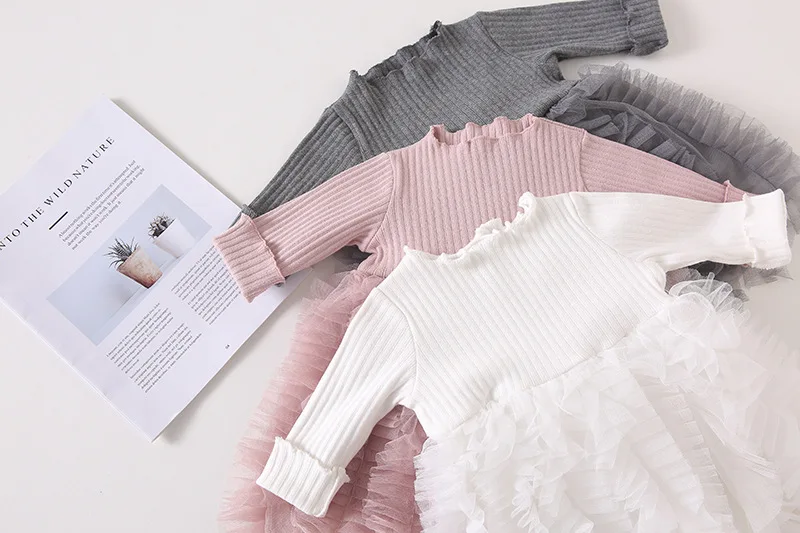 

2019 Autumn Winter Baby Girls Dress Long Sleeve Knitting Sweater Dress For Girls Birthday Party Princess Dress Christmas Clothes