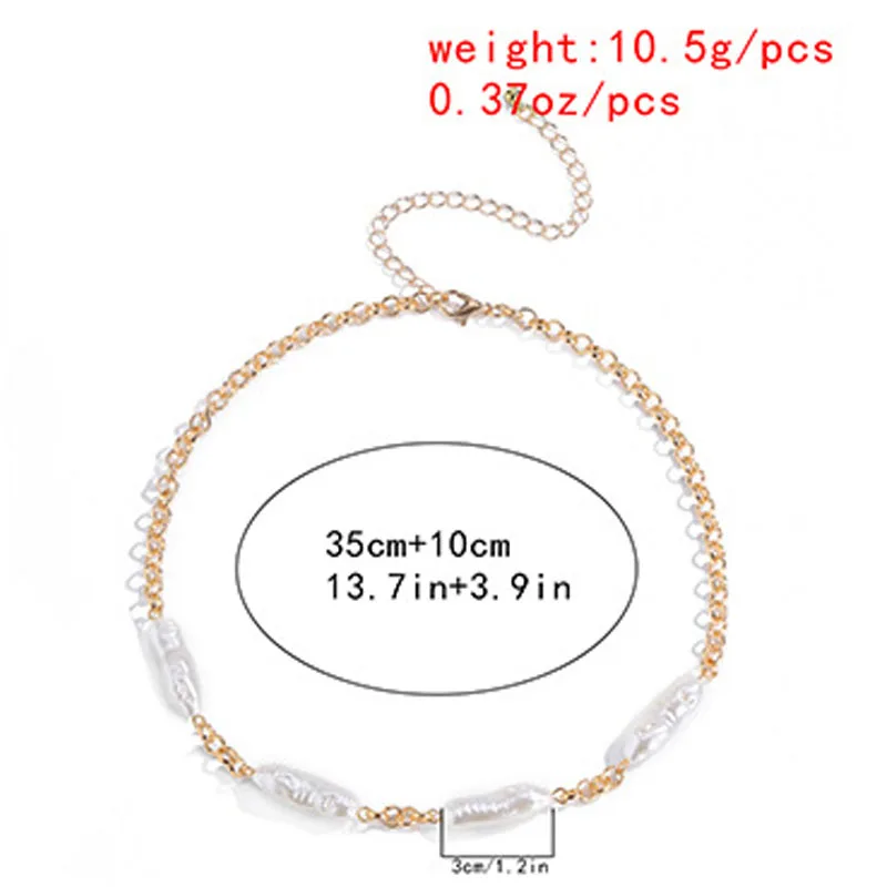 

Vintage Baroque Style Freshwater Pearl Chokers Necklaces Fashion Gold Color Clavicle Chain Necklaces Jewelry Accessory for women