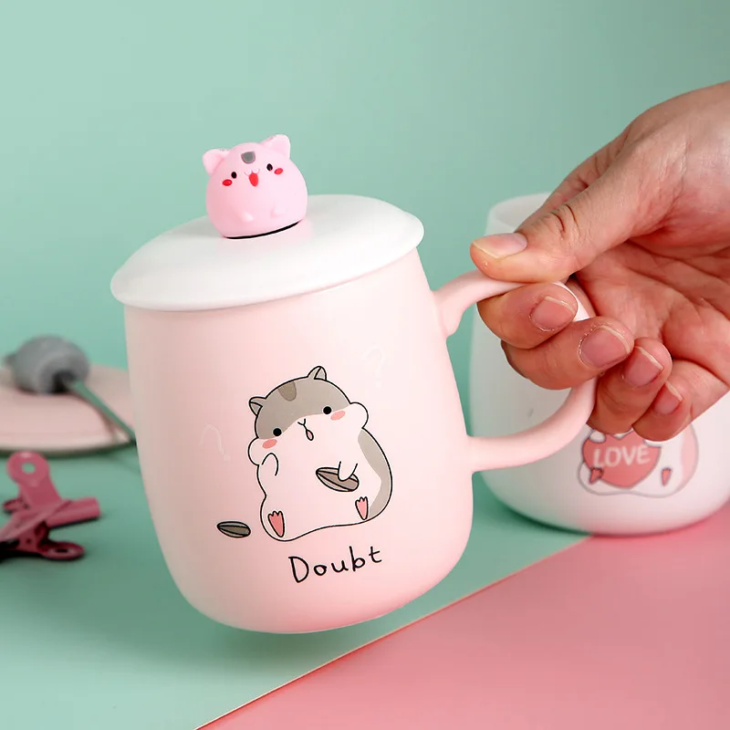 Кружка Керамическая с крышкой и ложкой в виде мышки 30 мл | Дом сад