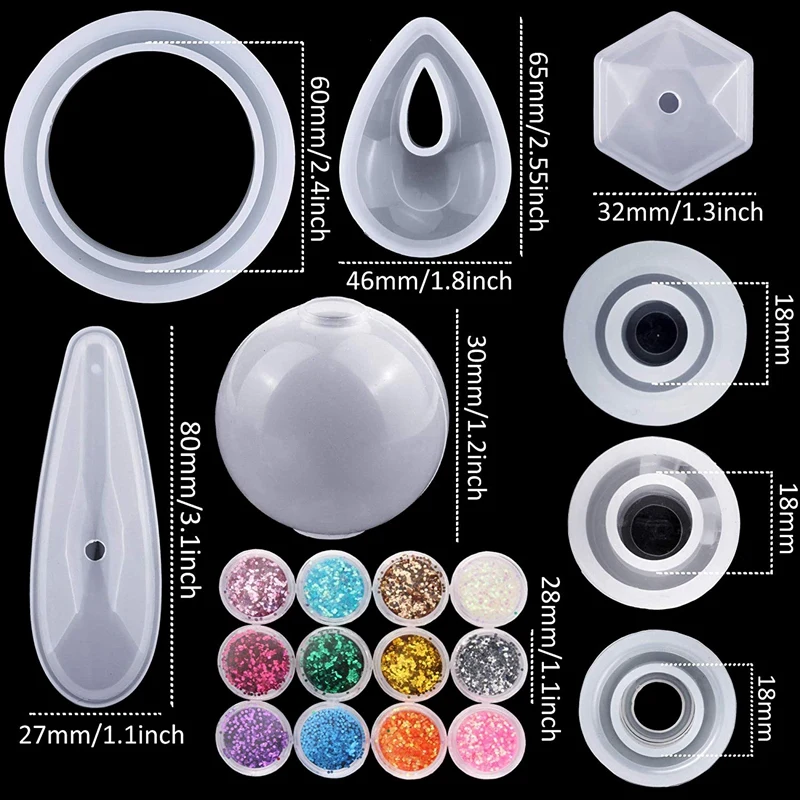 98 шт. силиконовые литые формы и инструменты набор с черной сумкой для хранения DIY